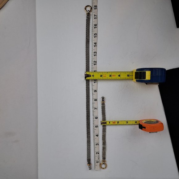 Mesh Chain Necklace & Bracelet Set with Donut Pendant Silver & Gold Tone - Picture 14 of 15